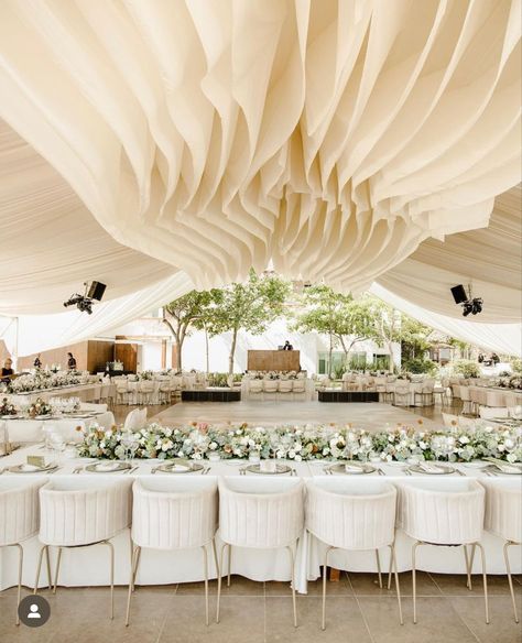 Wedding Decoration Idea, Ideas Wedding Decoration, Reception Ceiling, Decoration Ideas Wedding, White Weddings Reception, Wedding Ceiling, Dream Wedding Reception, Indoor Wedding Receptions, Wedding Decorating