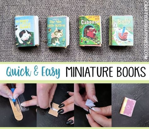 Tiny Book Covers To Print, Rh Books, Bookshelf Diorama, Diy Tiny Books, Peony Tutorial, Book Ornaments, Mini Books Diy, Book Ornament, Tiny Books