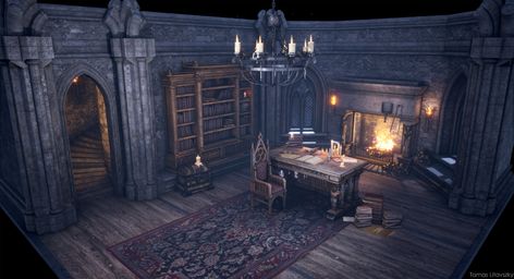 Medieval Study, Interior Concept Art, Witch School, Gothic Interior, Light Study, Castles Interior, Sims 4 House Design, Medieval World, Interior Concept