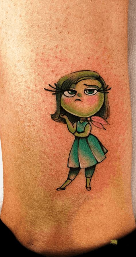 Inside Out Tattoo Disney, Inside Out Tattoo, Disgusted Inside Out, Inside Out Characters, Alphabet Lore, Inspired Tattoos, Tattoo Design Ideas, Cartoon Tattoos, Ink Design