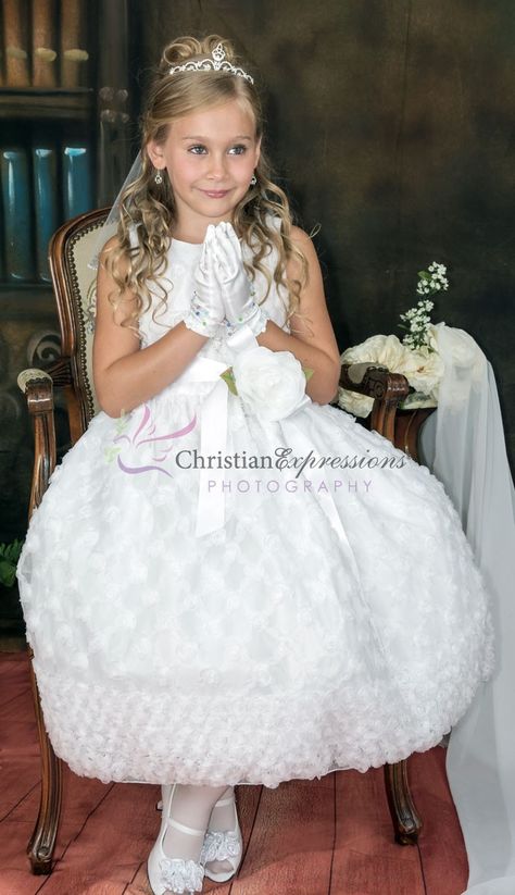 First Communion Dresses Catholic Vintage, First Communion Dresses Catholic, Communion Dresses Catholic, First Holy Communion Dresses, Communion Hair, Communion Hairstyles, Girls First Communion Dresses, First Communion Veils, Communion Veils