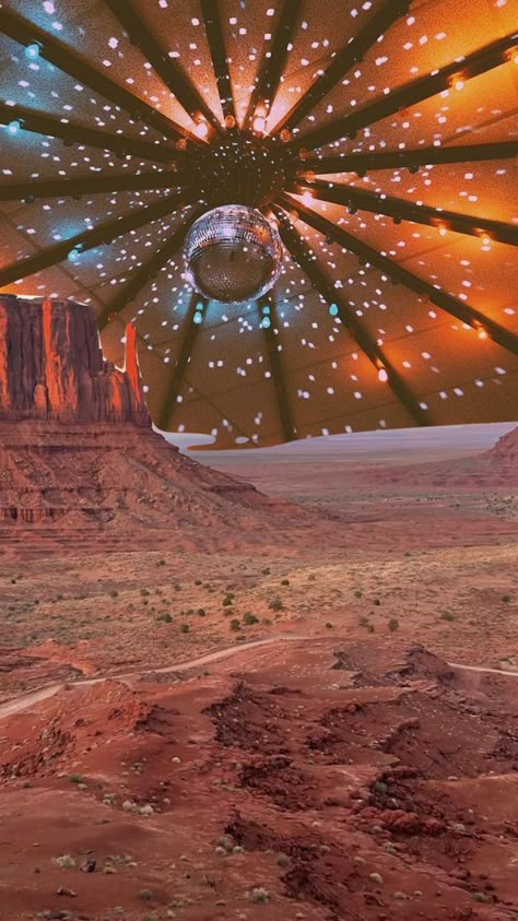 Desert 70s Aesthetic, Electric Rodeo Theme, Disco Core Aesthetic, Disco Cowboy Wallpaper, Desert Alien Aesthetic, Desert Disco Aesthetic, 70s Desert Aesthetic, Desert Party Aesthetic, Western Disco Aesthetic