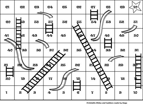 Printable Slides and Ladders prints on 4 sheets of paper. You can use small toys for pieces and a dice or spinner for movement. Have fun, little ones. Shoots And Ladders Game Diy, Board Game Template Printable, Snakes And Ladders Template, Paper Games For Kids, Board Game Template, Ladders Game, Grandparents Day Crafts, Saving Money Chart, Money Chart