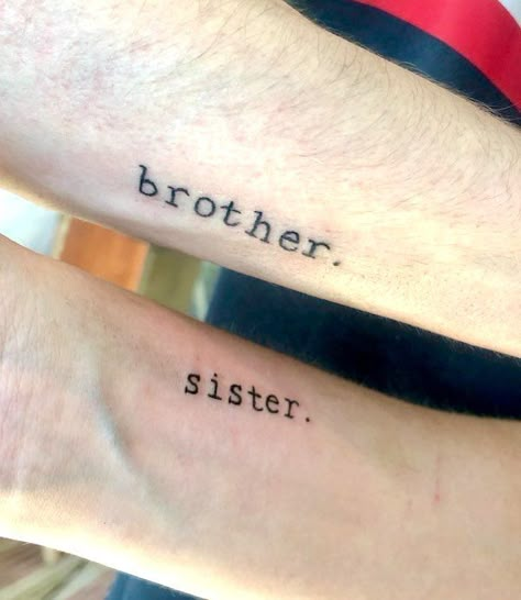 Matching Tattoos Brothers Sibling, Sister Brother Tattoo Matching, Simple Brother And Sister Tattoos, Cool Siblings Tattoos, Unisex Sibling Tattoos, Two Sisters One Brother Tattoos, Big Bro Lil Sis Tattoo, Tattoos For Siblings Of Two, Found Family Tattoo