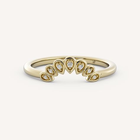 Raini is a contour band with round accent stones set in pear-shaped detailing. Olive Avenue Jewelry, Contour Band, Emerald Blue, Jewelry Education, Curved Wedding Band, Shop Engagement Rings, Engraved Items, Jewelry Companies, Toe Rings