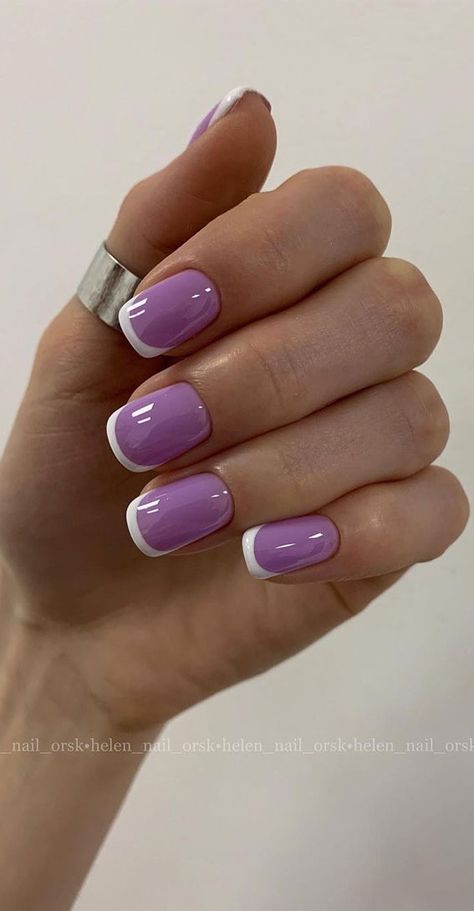 vibrant nails, summer nails, bright nails, summer nail art, summer nail inspo, summer nail designs, colorful nails, pick n mix nails, almond nails, acrylic nails Purple Nails With White French Tip, Purple N White Nails, Vibrant Nails Summer, Nail Art Designs Purple, Nails White Tips, Mix Nails, Nails Vibrant, Nails Bright, Nails Colorful