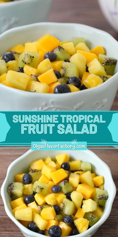 Tropical Salad Recipes, Tropical Fruit Recipes, Tropical Fruit Salad Recipe, Fruit Salad With Pudding, Tropical Fruit Salad, Best Fruit Salad, Gluten Free Sides Dishes, Tropical Salad, Easy Healthy Meal Prep