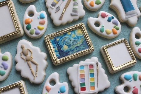 Hand Painted Cookies, Paint Cookies, Sugar Cookie Designs, Cute Baking, Painting Party, The Starry Night, Pretty Cookies, Creative Cookies, Fancy Cookies