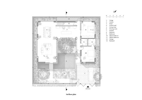 Gallery of Greenery Curtain House / HGAA - 32 Tropical House Plans, Curtain House, Red Brick Walls, Red Brick Wall, Brick Interior, Green Curtains, Patio Interior, High Walls, Tropical Houses