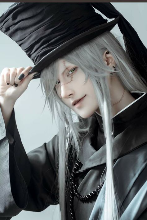 Undertaker Cosplay, Black Butler Undertaker, Black Butler Funny, Black Bulter, Black Butler Cosplay, Anime Sketch, White Hair, Teen Wolf, Cosplay Anime