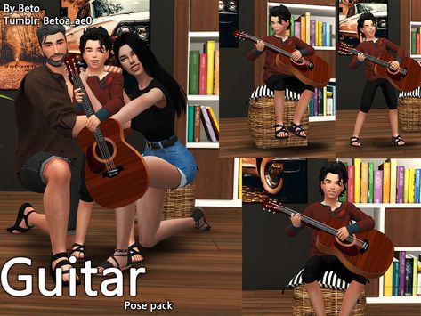 The Sims Resource - Guitar (Pose pack) Guitar Poses, Guitar Pose, Pose Man, Sims 4 Poses, Sims 4 Couple Poses, Toddler Poses, Sims 4 Family, Car Poses, Senior Picture Ideas