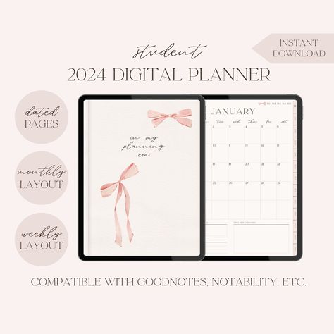 Student 2024 Digital Planner Pre-dated Goodnotes/notability/etc. Planner With Tabs Goodnotes/notability Planner Digital Notes - Etsy digitalplanners #weeklydigitalplanner Budget Planner Worksheet, Aesthetic Planner, Notability Planner, Weekly Planner Free, Planner Writing, Digital Notes, Monthly Planner Template, Digital Planner Goodnotes, Planner Setup