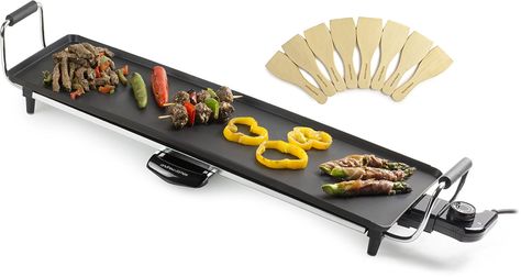 Andrew James XL Teppanyaki Electric Grill, Indoor Hot Plate BBQ for Table Top Cooking | Amazon.co.uk Teppanyaki Table, Table Grill, Indoor Bbq, Table Top Grill, Best Gas Grills, Grill Machine, Grill Sandwich, Egg Rings, Uk Shopping