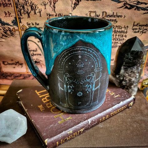 The Golden Opal (@the_golden_opal) posted on Instagram: “"Speak Friend and Enter" The Doors of Durin, also known as the West Gate of Moria. One of my favorites from this batch of mugs is my new…” • Feb 24, 2022 at 8:19pm UTC Doors Of Durin, Speak Friend And Enter, Aries Aesthetic, West Gate, Painted Vinyl, Vinyl Record Art, Record Art, Drinking Vessels, Surface Decoration