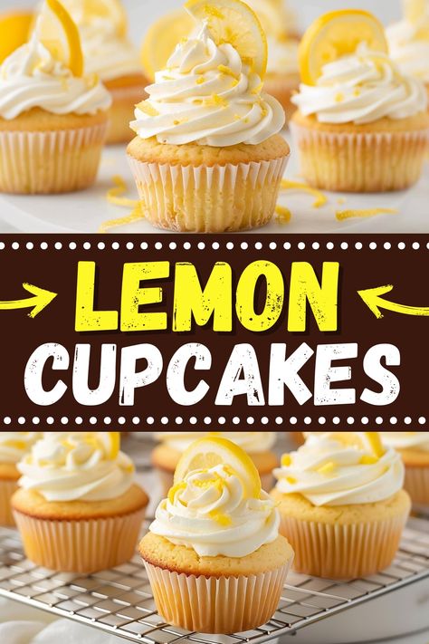 These homemade lemon cupcakes are light, fluffy, and delicious! With a luscious cream cheese frosting, they truly can't be topped. Wedding Cupcake Recipes, Lemon Cupcake Recipe, Lemon Cupcake, Cream Cheese Cupcakes, Lemon Cream Cheese Frosting, Lemon Mousse, Lemon Dessert, Cupcakes With Cream Cheese Frosting, Lemon Cupcakes