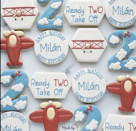 Airplane Cookies 2nd Birthday, Airplane Birthday Cookies, Airplane Sugar Cookies, Airplane 2nd Birthday, Airplane Birthday Theme, Airplane Cookies, Planes Birthday Party, Planes Birthday, Airplane Birthday Party