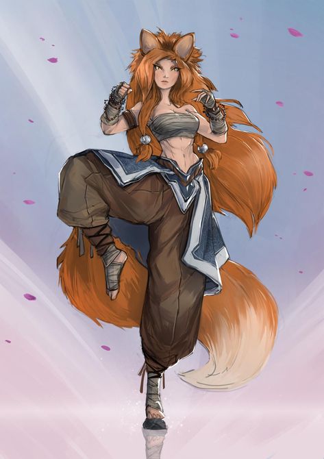 Kitsune Female, I Love Drawing, Fox Girl, Love Drawing, Martial Artists, Dungeons And Dragons Characters, Fantasy Warrior, Female Character Design, Dnd Characters