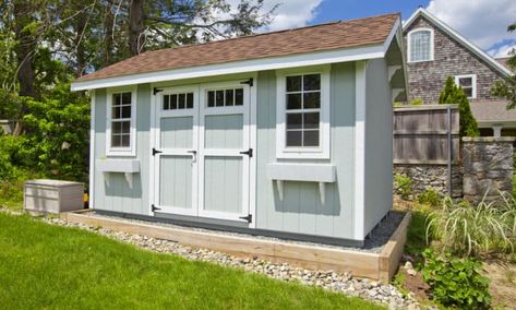 How to Build a Shed Foundation on Uneven Ground Livable Sheds, Living In A Shed, Vinyl Sheds, Diy Storage Shed, Outdoor Storage Solutions, Custom Sheds, Simple Shed, Shed Base, Small Sheds