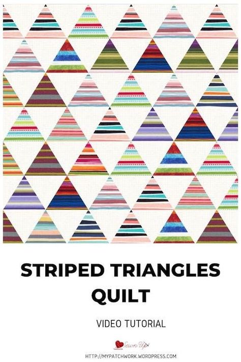 Striped triangles quilt video tutorial | Sewn up, TeresaDownUnder | Bloglovin’ Triangles Quilt, Strip Quilt, Quick Quilt, Strip Quilts, Triangle Quilt, Quilt Top, Quilt Inspiration, Modern Quilts, Quilt Making