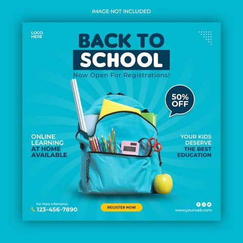 School admission social media post banne... | Premium Psd School Banner Design Ideas, Back To School Poster Design, Back To School Ads, School Banner Design, Back To School Banner, Banks Ads, Cricket Logo, School Brochure, Games Wallpaper