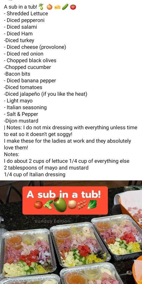 Sub in a tub Publix Sub In A Tub, Sub In A Tub Salad Meal Prep, Sub Tub Salad, Subs In A Tub, Keto Sub In A Tub, Sub In A Tub Salad, Sub In A Bowl, 2024 Diet, Sub Salad