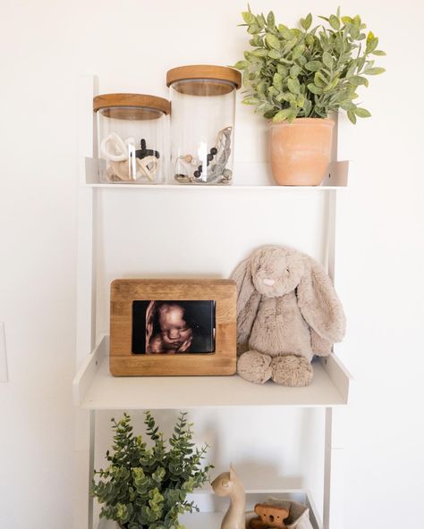 Ladder Shelf Decor, Harry Potter Nursery, Baby Nursery Inspiration, Floating Shelf Decor, Ladder Shelf, Neutral Nursery, Gender Neutral Nursery, Nursery Inspiration, Nursery Neutral