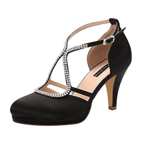 ERIJUNOR E0260D Women Comfort Low Heel ClosedToe Ankle Strap Platform Satin Bridal Wedding Shoes Black Size 10 * Check this awesome product by going to the link at the image. (This is an affiliate link) Prom Pumps, Wedding Dresses Classy, Black Tie Dresses, Straps Heels, Activities For Wedding, Tie Dresses, Wedding Dress Mermaid, Dresses Dinner Party, Dresses Dinner