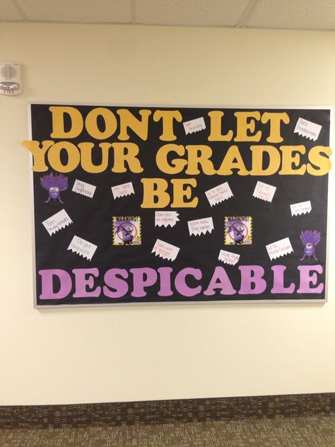 Despicable Me Bulletin Board, Ra Floor Themes, Minion Bulletin Board, Ra Bulletin Board Ideas, Dorm Bulletin Boards, Res Life Bulletin Boards, Board Themes, College Bulletin Boards, Bulletin Boards Theme