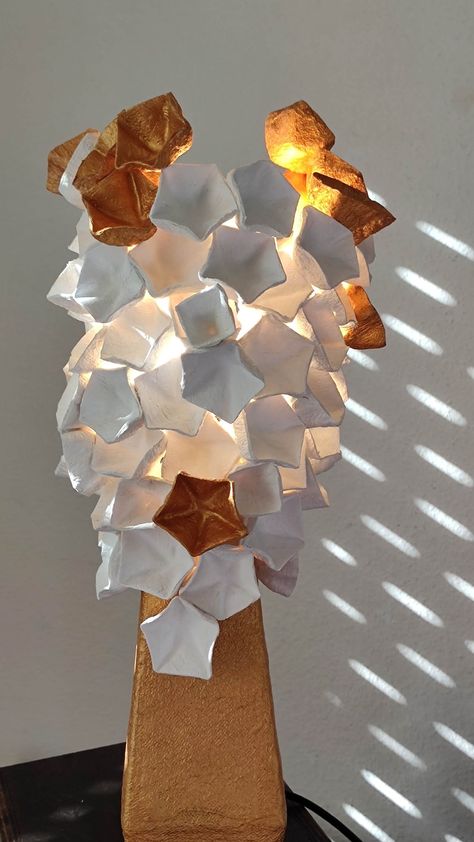 Paper Lamp Paper Sculpture Home Decor Light Sculpture - Etsy Australia Paper Mache Sculpture Diy, Paper Mache Lamp, Sculpture Paper Mache, Sculpture Paper, Sculpture Home Decor, Paper Sculptures, Paper Pulp, Silk Route, Paper Mache Sculpture