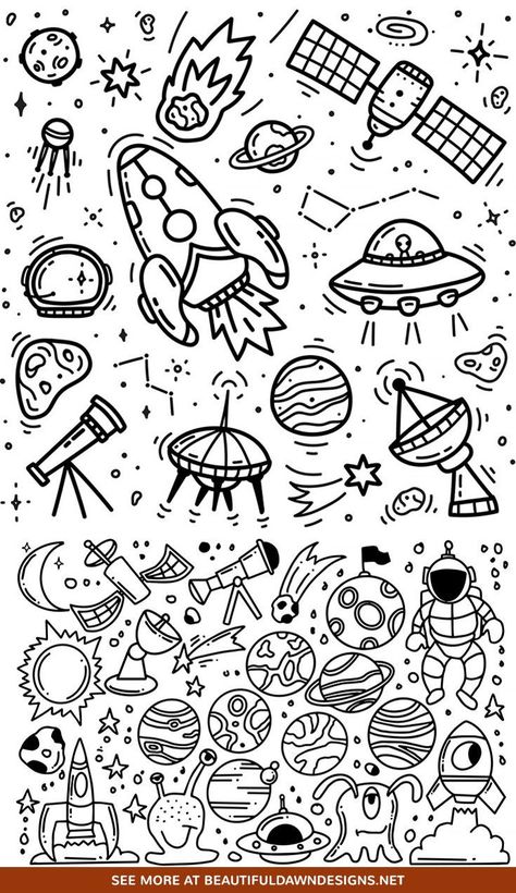 Drawings Of Planets, Space Drawing Ideas, Spaceship Drawing, Animal Illustration Kids, Intro To Art, Space Doodles, Beautiful Dawn, Space Drawing, Planet Drawing