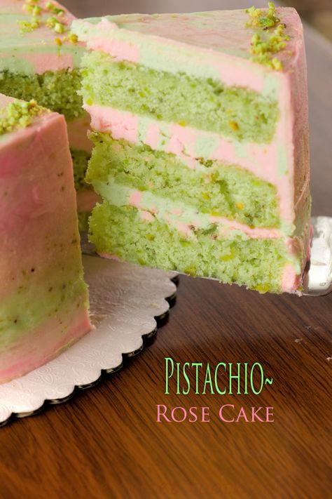 Rose And Pistachio Cake, Rose Flavored Cake, Birthday Cake Flavored Desserts, Rose Flavored Desserts, Rose Dessert Recipes, Rose Pistachio Cake, Pistachio Rose Cake, Pistachio Cakes, Cake With Pistachio