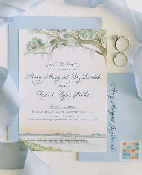 Save The Date Ideas Watercolor, Charleston Save The Date, Watercolor Save The Date Wedding, Summer Save The Date, Charleston Watercolor, Save The Date Watercolor, Coastal Save The Date, Watercolor Save The Date, Charleston Wedding Invitations