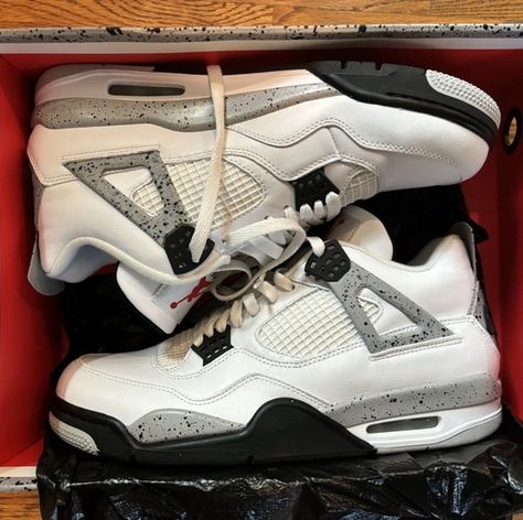 US 10 - New Jordan retro 4 Mid White Cement Air Jordan 4 White Cement, Jordan 4 White Cement, Air Jordan Retro 4, Air Jordan Retro 11, Jordan 4 White, Jordan Retro 4, Jordan 9 Retro, White Cement, Retro 4