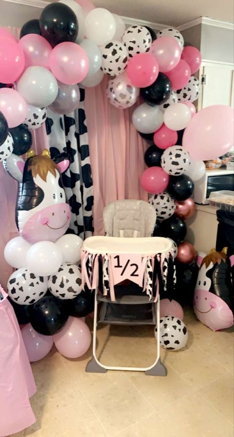 #cowtheme #halfbirthday #6months #babygirl Birthday Cake Cow, Birthday Cow Theme, Cake Cow, Half Birthday Cake, Birthday Cow, Half Birthday, 6 Month Baby, Party Outfits, Baby Party