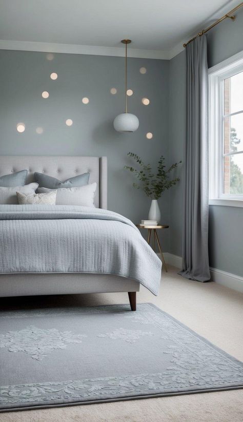 20 Stunning Grey Bedroom Ideas To Inspire You Grey Bedrooms, Grey Bedroom Ideas, Grey Blinds, Gray Nightstand, Grey Bed Frame, Bedding Sets Grey, Grey Headboard, Grey Throw Pillows, Bedroom Style