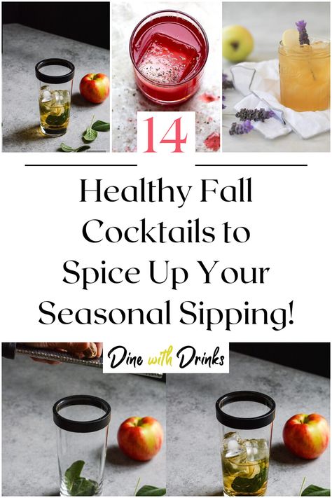 Collage of 4 healthy fall cocktails. Healthy Fall Cocktails, Low Sugar Fall Cocktails, Fall Drinks Alcohol, Healthy Cocktail Recipes, Fall Cocktail Recipes, Warm Cocktails, Fall Drink Recipes, Mocktail Drinks, Apple Cider Cocktail