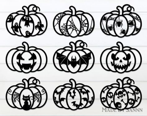 Halloween Pumpkin Bundle Svg, Scary Pumpkins svg, Halloween Decor svg, Pumpkin Laser Cut Files, Halloween svg, Glowforge Pumpkin File dxf Laser cut files #lasercutfiles laser cut files svg #lasercutfilessvg laser cut 3d files #lasercut3dfiles pattern #pattern  patterns #patterns templates #templates 7.30 Halloween Laser Projects, Laser Halloween, Scary Pumpkins, Laser Cut Wood Crafts, Scroll Saw Pattern, Halloween 3d, Halloween Lanterns, Laser Cut Patterns, Silhouette Clip Art