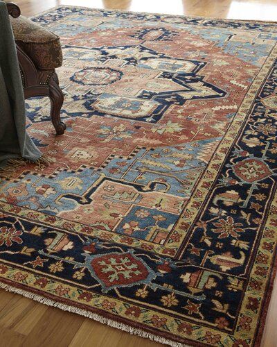 Rugs Design, Floor Designs, Persian Rug Designs, Rug Studio, Hobbit Hole, Carpet Living Room, Serapi Rug, Area Rug Design, Navy Area Rug