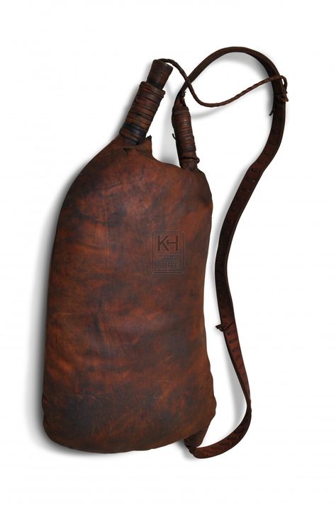 wineskin | Props » Wine Skins & Water Bottles » Wine Skin Bottle - Keeley Hire Water Canteen, Leather Flask, Leather Workshop, Steampunk Costume, Medieval Clothing, Bottle Bag, Film Tv, Fantasy Clothing, Larp