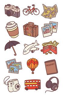 Travel Icons Pt.1 | Client work - more info at my blog. | Anneka Tran | Flickr Pola Jaring, Logo Voyage, Wallpaper Travel, 달력 디자인, Travel Journal Scrapbook, Travel Drawing, Icon Wallpaper, Doodle Icon, Travel Icon