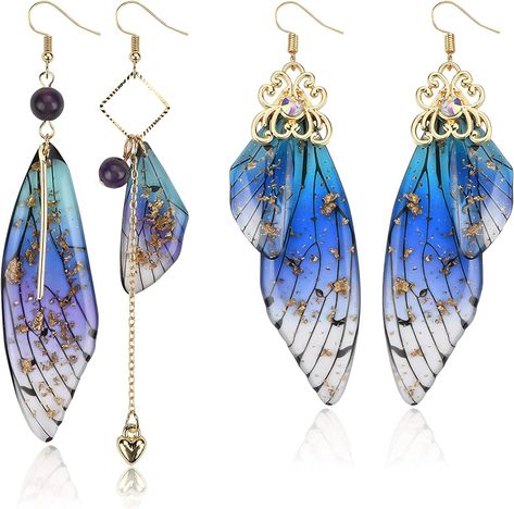 Cottagecore Butterfly, Fairy Wing Earrings, Cottagecore Earrings, Cottagecore Jewelry, Butterfly Wing Earrings, Asymmetrical Earrings, Party Kleidung, Diamond Dangle Earrings, Butterfly Wing