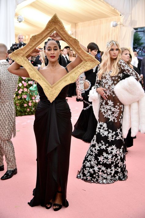 Lady Gaga Shocks the Met Gala With Mile-Long Gold Foil Lashes - Vogue 1990 Style, Gala Themes, Met Gala Red Carpet, Tracee Ellis Ross, Pink Carpet, The Met Gala, Costume Institute, Gala Dresses, On The Red Carpet