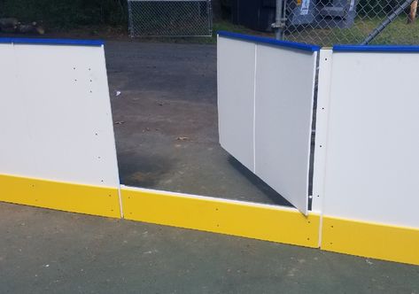 Recreational hockey boards and sporting walls. Backyard Rink, Synthetic Ice, Building A Basement, Parks And Recs, Hockey Arena, Hockey Boards, Sport Court, Sports Room, Ice Rink