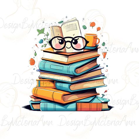 Literature Cover Page, Librarian Illustration, Art Of Books, Book Lovers Art, Literature Design, Reading Books Illustration, Book Transparent, Book Clipart, Books Png