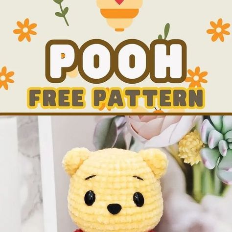 Crochet Plushie Free Pattern, Disney Amigurumi Free Pattern, Plushie Patterns Free, Winnie The Pooh Crochet, Pooh Crochet, Eyes Crochet, Plushies Crochet, Disney Plushies, Crochet Lovey Free Pattern