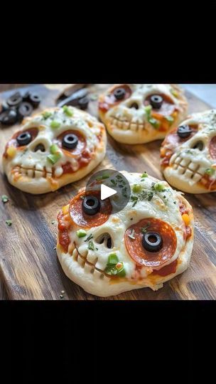 6.4K views · 58 reactions | Halloween Pizza Skulls 🧠
Ingredients:
1 can refrigerated pizza dough
1/2 cup pizza sauce
1 cup shredded mozzarella cheese
1/2 cup pepperoni slices, chopped
1/4 cup black olives, sliced
1/4 cup green bell pepper, diced
1/4 cup red onion, finely chopped
Cooking spray
1/2 teaspoon dried oregano
1/2 teaspoon garlic powder
Instructions:
Preheat the Oven for Perfect Results
Preheat your oven to 375°F (190°C). Lightly spray your skull-shaped mold with cooking spray to prevent sticking.
Prepare the Dough
On a lightly floured surface, unroll the pizza dough and cut it into pieces large enough to cover each skull mold cavity.
Assemble the Pizza Skulls
Press the dough into each cavity of your skull mold, ensuring there’s some overhang for sealing. Spoon in 1 tablespoon of Halloween Pizza Skulls, Pizza Skulls, Skull Pizza, Halloween Pizza, Refrigerated Pizza Dough, Skull Mold, Green Bell Pepper, Recipes Casserole, Black Olives