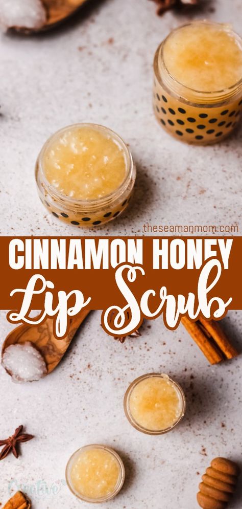 This honey lip scrub with cinnamon is a great way to get rid of chapped, dry lips for good! It smells heavenly, it’s made using only ingredients you probably already have in your kitchen and it’s a total powerhouse when it comes to moisturizing your lips. via @petroneagu Diy Lip Scrub Edible, Fall Lip Scrub Diy, Diy Lip Scrub For Dry Chapped Lips, Lips Scrub Diy, Lip Moisturizer Diy, Cinnamon Lip Scrub, Beeswax Crafts, Sugar Lip Scrub Diy, Honey Lip Scrub