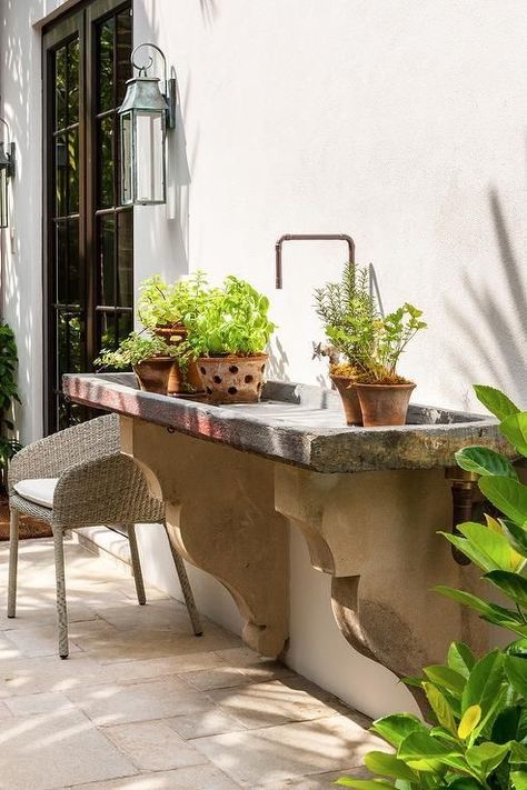 Outdoor Garden Sink, Outside Sink, Outdoor Kitchen Sink, Garden Sink, Outdoor Sinks, Concrete Sink, Concrete Garden, Sink Design, Garden Features