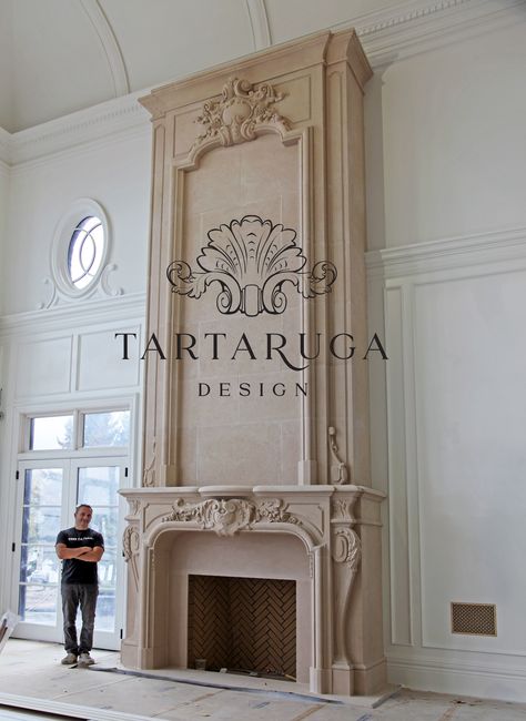 standard fireplace scaled to a larger size for client in San Francisco Transitional Fireplace, Grand Room, Fireplace Room, Traditional Fireplace, Home Fireplace, Cast Stone, Fireplace Wall, Fireplace Mantel, Fireplace Mantle