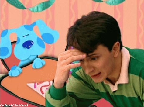 What's two times ten? .Blue's Clues Gifs. Steve Blues Clues, Steve Meme, Right In The Childhood, Blue's Clues And You, Childhood Memories 2000, Funny Random, Blue's Clues, Blue’s Clues, Clean Memes